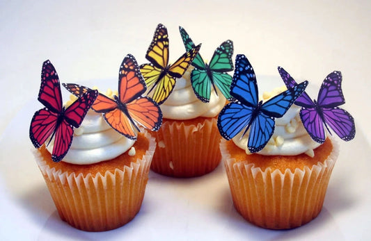 Rainbow Butterflies Wafer Paper Decorations