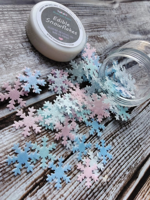 Mini Pastel Snowflakes Wafer Paper Decorations